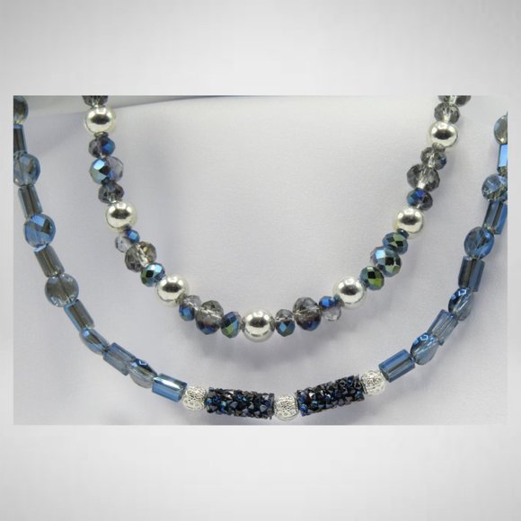 Blue and Silver Colour Beaded Jewelry Set - Picture 3 of 5